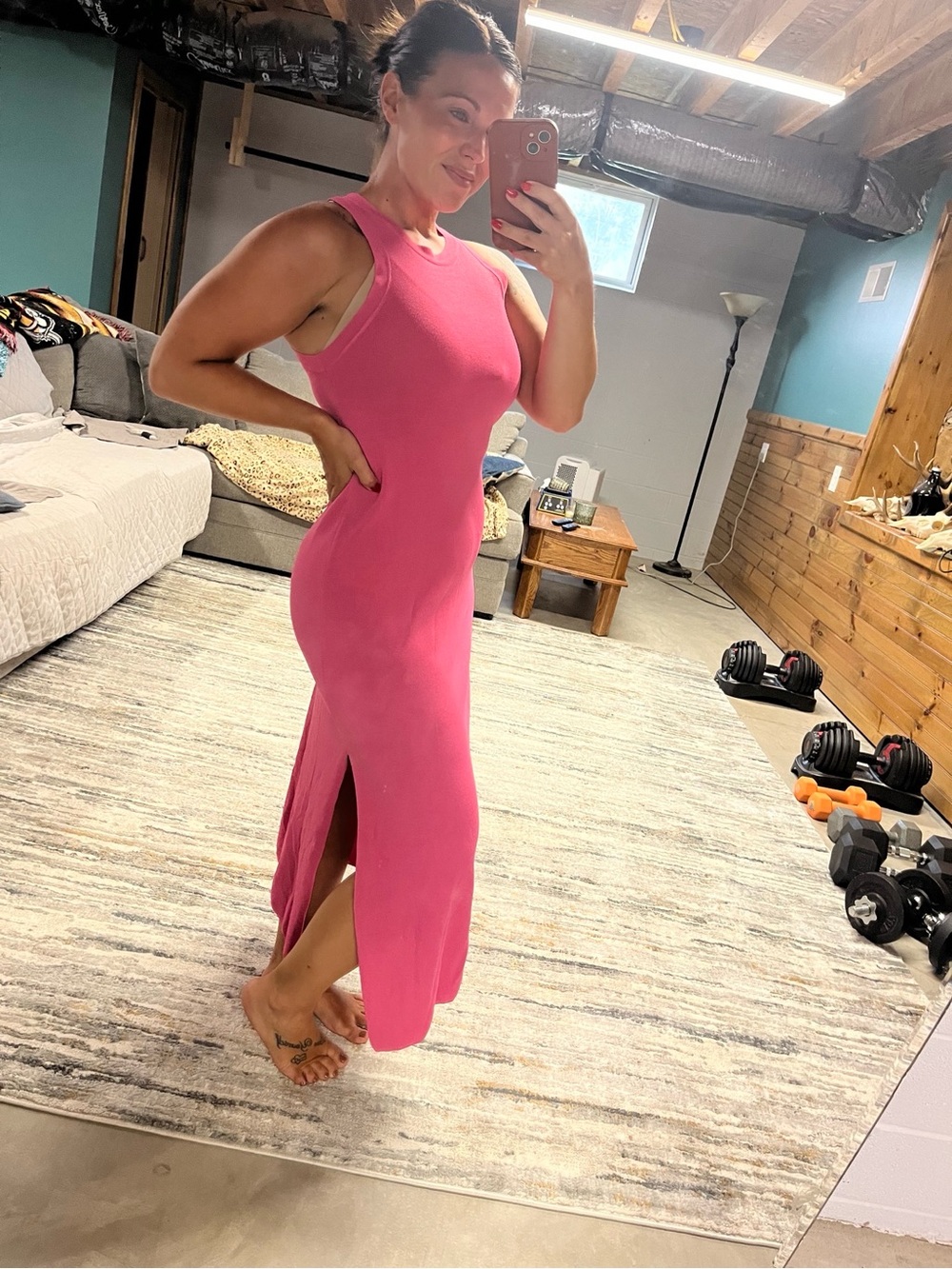 Elegant Pink Midi Dress